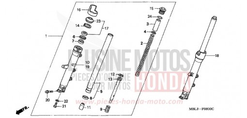 FOURCHETTE AVANT NT650VW de 1998